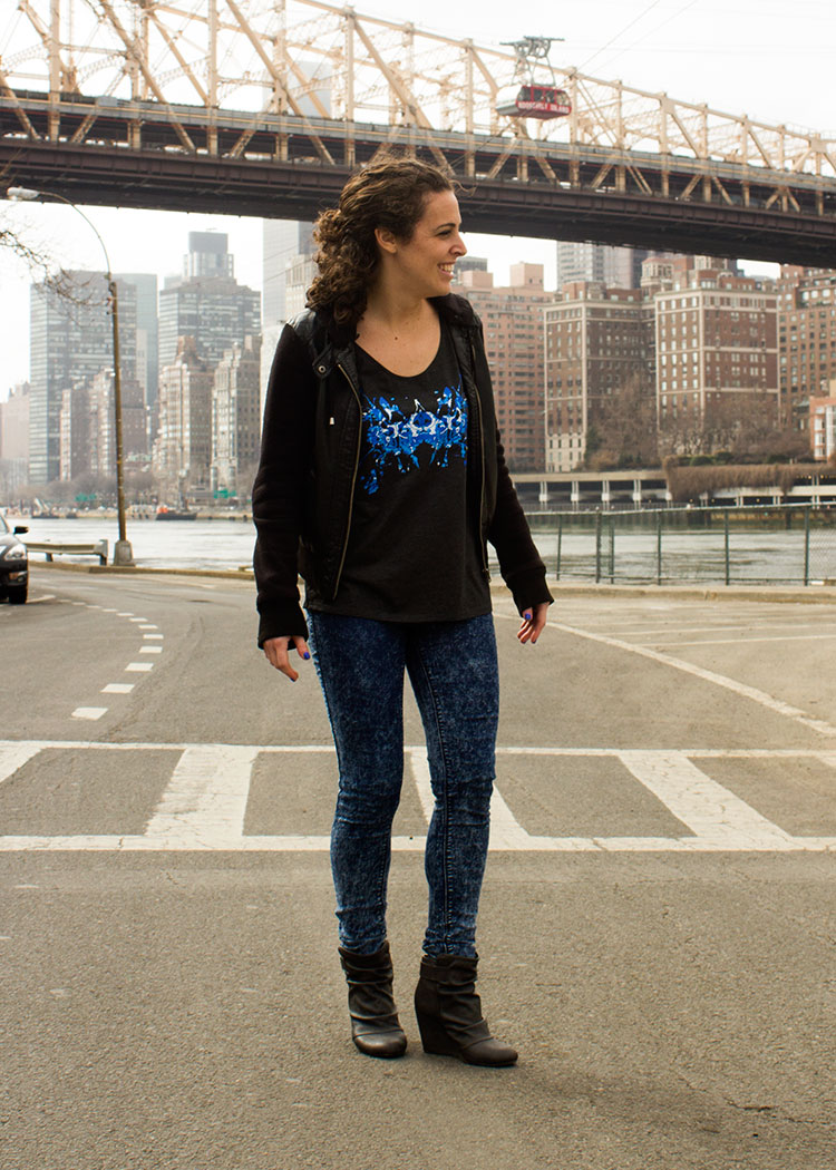 Blue Ink on Black Tri Blend Tank Top