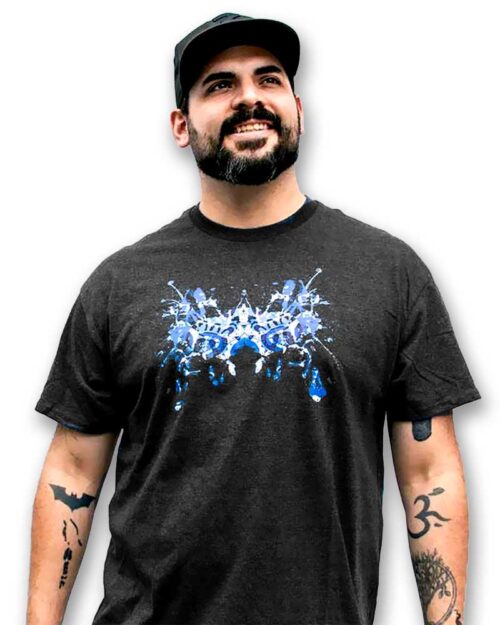 Black and blue Rorschach ink blot mental health t-shirt, Schizophrenic.NYC