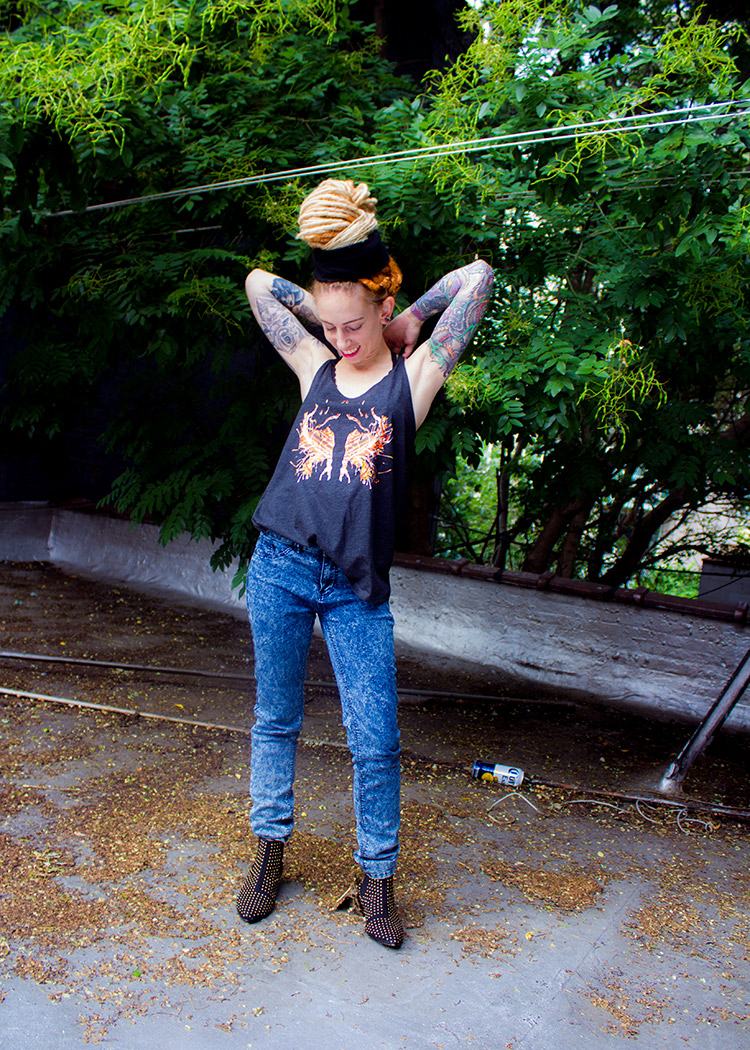 Fire Ink on Black Tri Blend Tank Top - Image 3