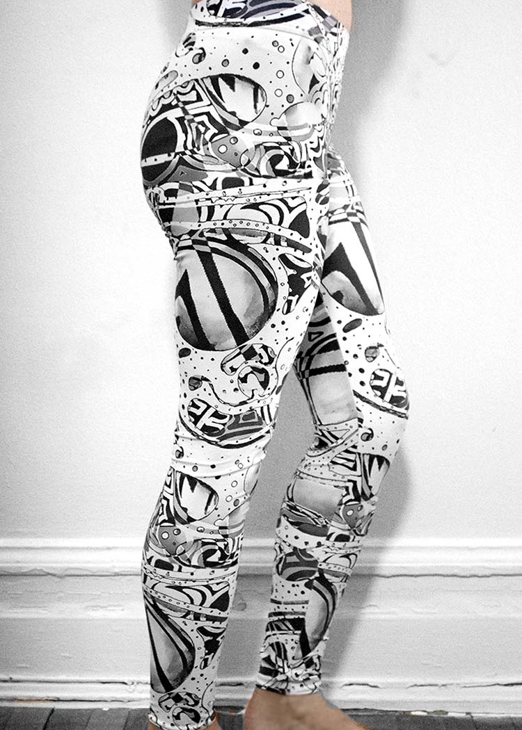 Michelle's "Bleach" Black & White Print Leggings - Image 2