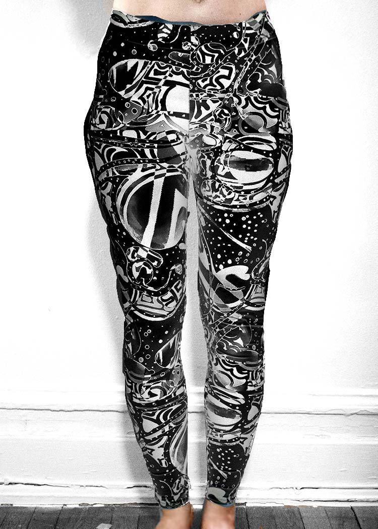 Michelle's "Bleach" Black & White Dark Print Leggings