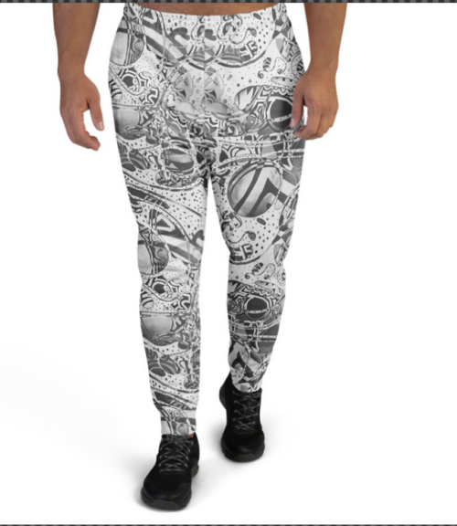 Michelle's "Bleach" Black & White Print joggers