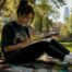 Woman sketching for mental health expression