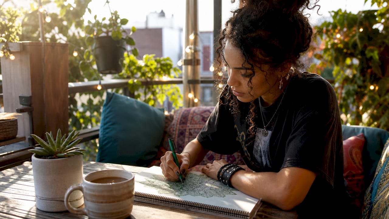 Woman journaling for mental health recovery