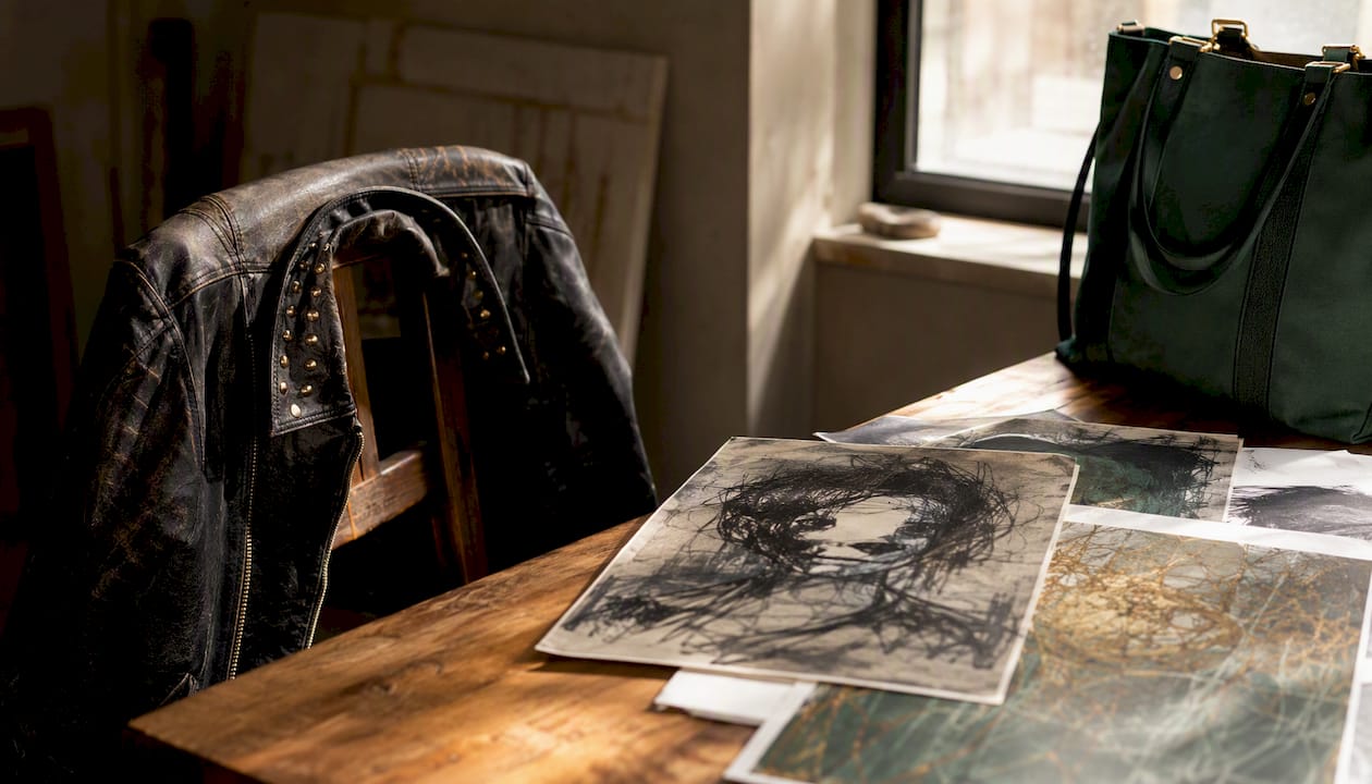 Clothing and artwork symbolizing schizophrenia experience