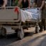 Activists pushing hospital bed through city street