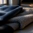 Close view of contrasting fleece fabric textures