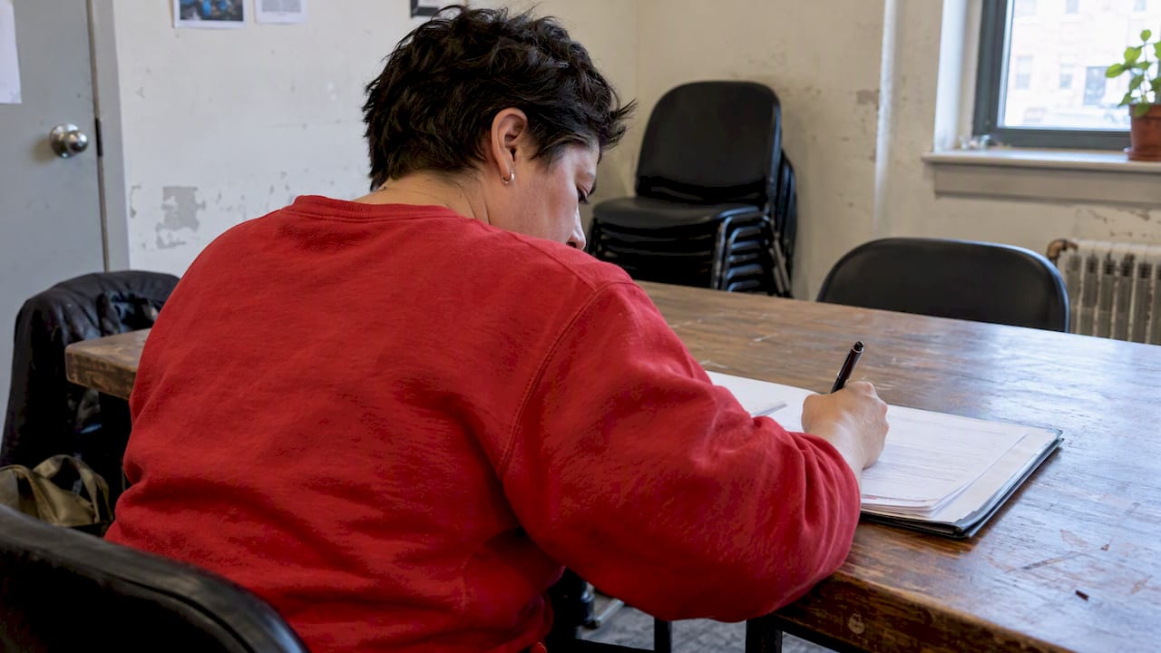 Organizer completing a rally permit application
