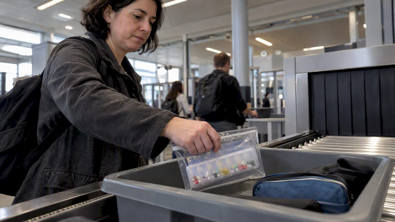 Medication pouch and pillbox at airport screening